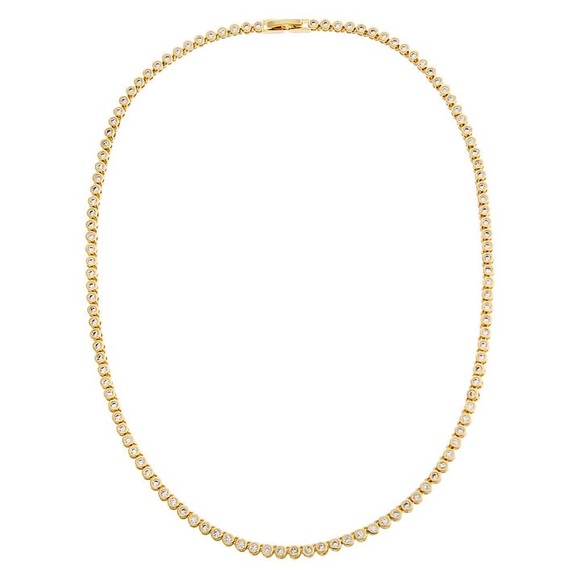 NEW 18k Gold-Plated Round Tennis Necklace– Tarnish Resistant - Picture 8 of 10